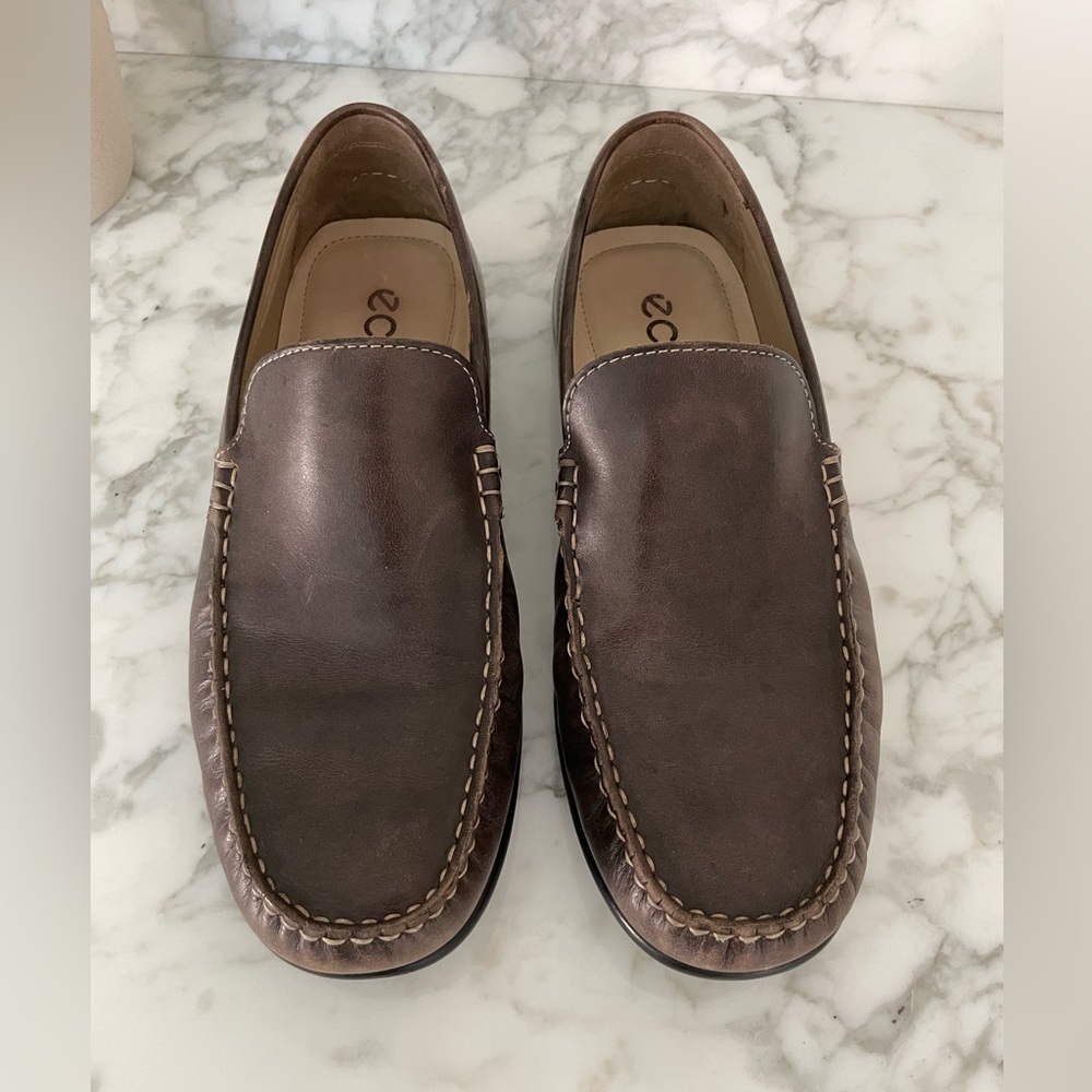 ECCO Mens Brown Leather Driving Loafers Slip-On Moccasins Size 9 - Picture 8 of 10